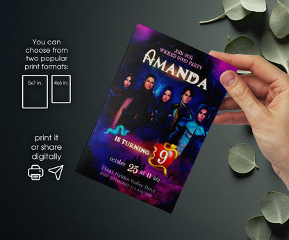 Descendants Disney customizable invitation template | Share or Print | SF012