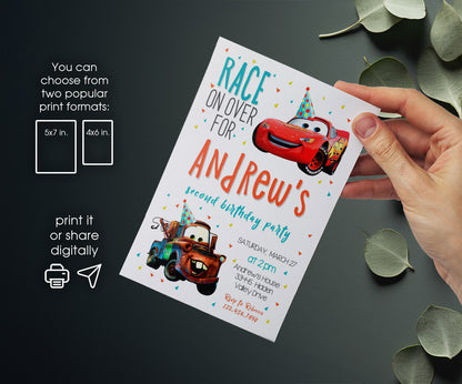 Cars Lightning McQueen customizable invitation template | Share or Print | boy | AI626