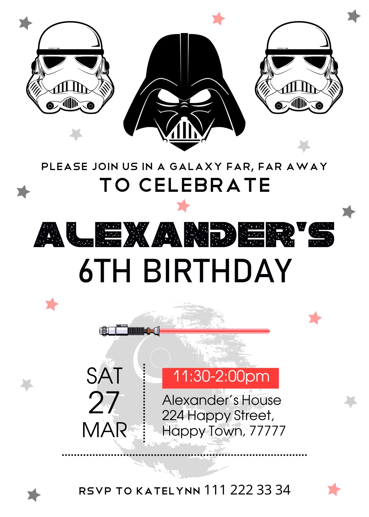 Star Wars Darth Vader customizable invitation template | Share or Print | boy | AH750
