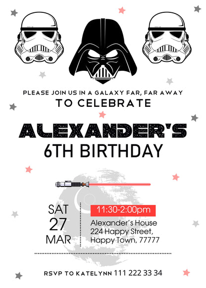 Star Wars Darth Vader customizable invitation template | Share or Print | boy | AH750
