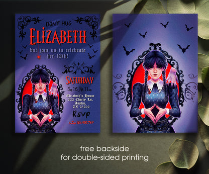Wednesday Addams customizable invitation template | Share or Print | girl | TZ365