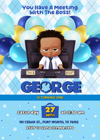 Baby Boss customizable invitation template | Share or Print | boy | CG341