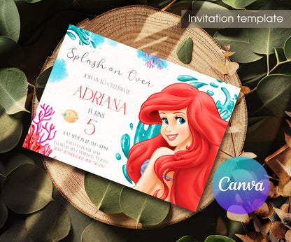 Ariel The Little Mermaid customizable invitation template | Share or Print | girl | LH162