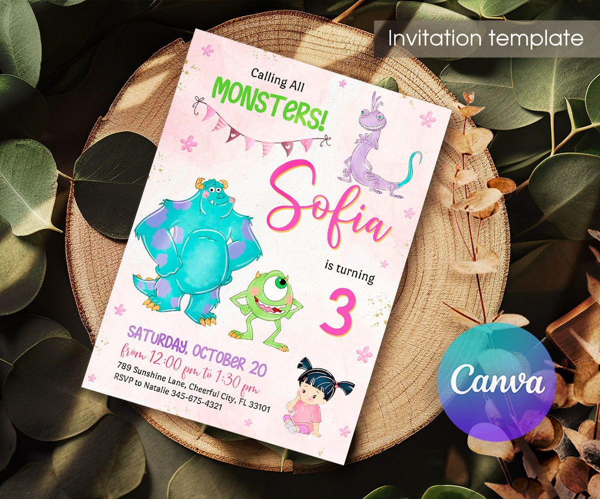 Monsters, Inc. customizable invitation template | Share or Print | TK144