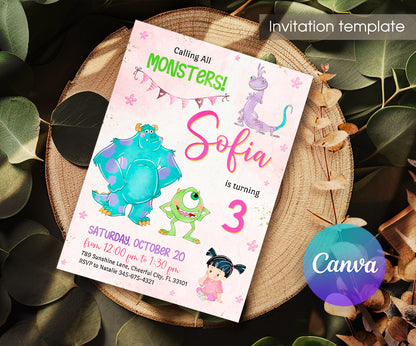 Monsters, Inc. customizable invitation template | Share or Print | TK144