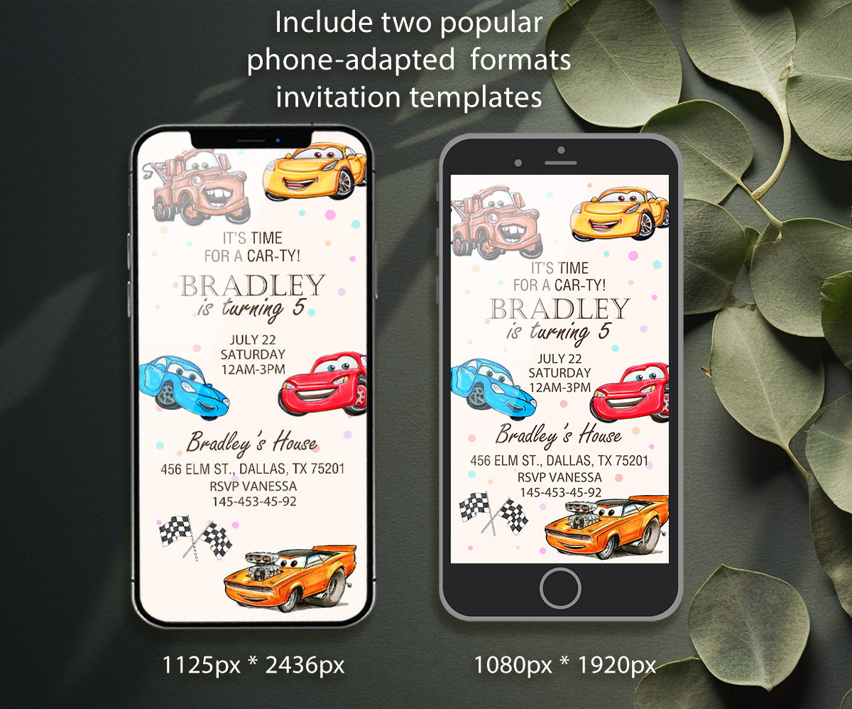 Cars Lightning McQueen customizable invitation template | Share or Print | boy | WY006