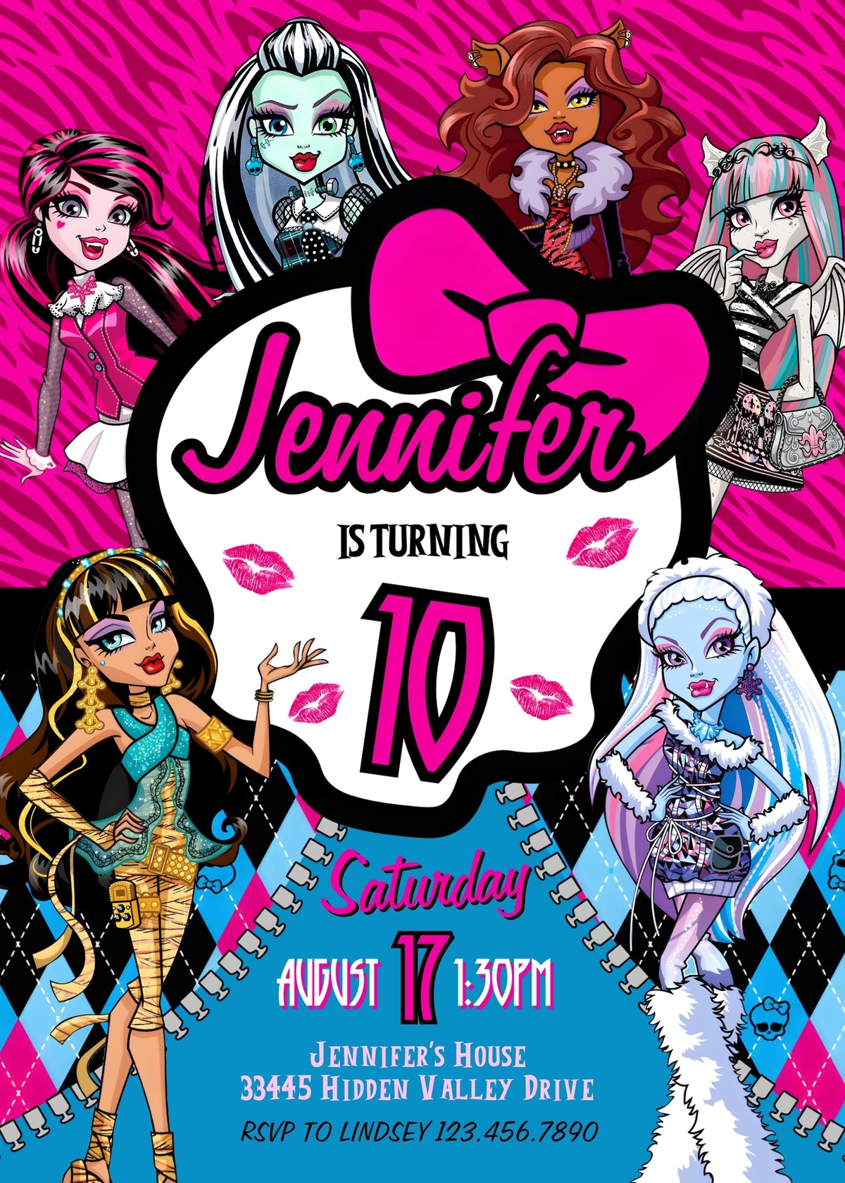Monster High customizable invitation template | Share or Print | girl | QP804