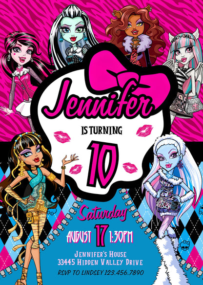 Monster High customizable invitation template | Share or Print | girl | QP804
