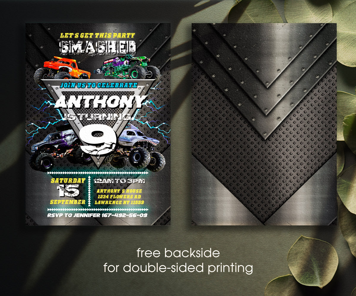 Monster Jam  Monster Truck customizable invitation template | Share or Print | boy | SR733