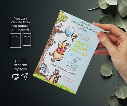 Winnie the Pooh customizable invitation template | Share or Print | MH614