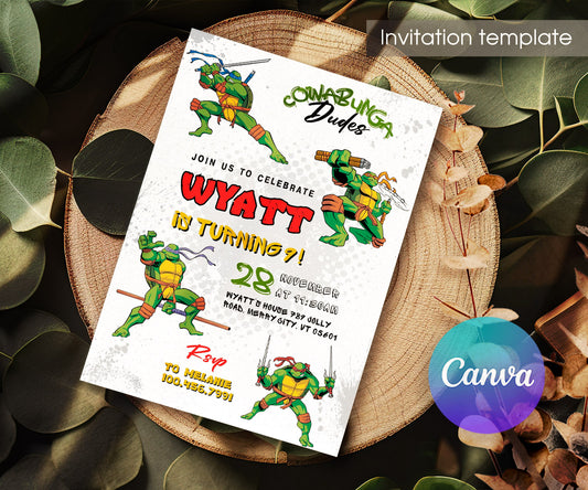 Teenage Mutant Ninja Turtles customizable invitation template | Share or Print | boy | GS651
