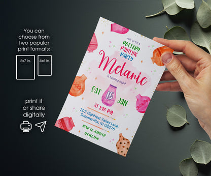Art Pottery customizable invitation template | Share or Print | girl | CD845