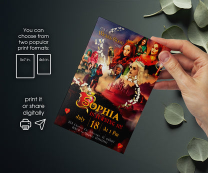 Descendants The Rise of Red Disney customizable invitation template | Share or Print | ET053
