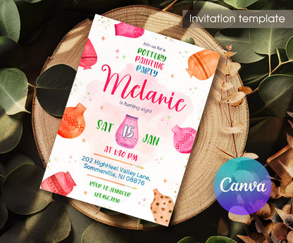 Art Pottery customizable invitation template | Share or Print | girl | CD845