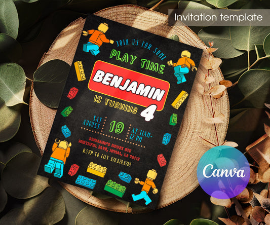 Lego Minifigures customizable invitation template | Share or Print | FC188