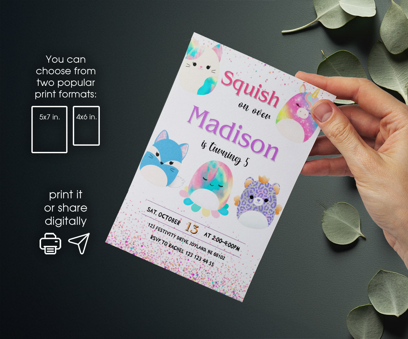 Squishmallows customizable invitation template | Share or Print | ZH513