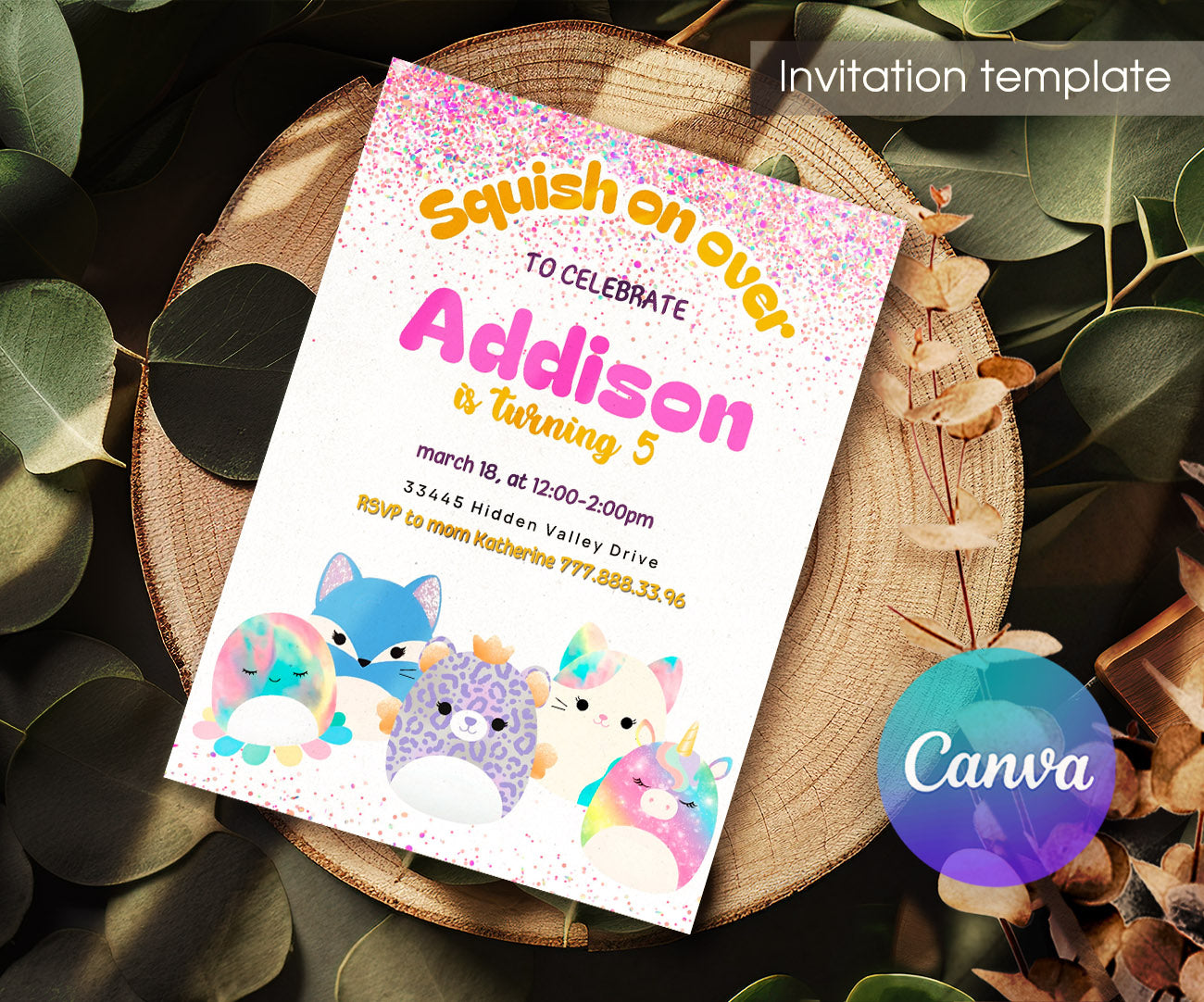 Squishmallows customizable invitation template | Share or Print | OZ822