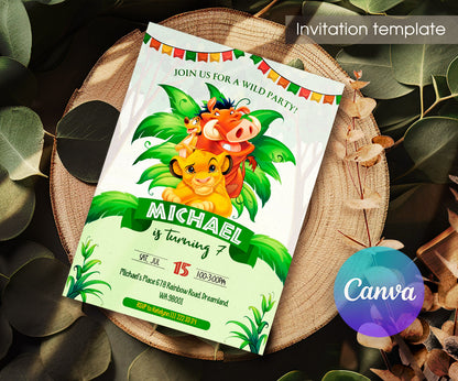 Lion King Simba customizable invitation template | Share or Print | DN709