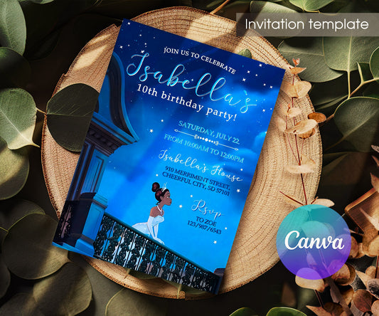 Tiana Frog Princess customizable invitation template | Share or Print | girl | ZU572