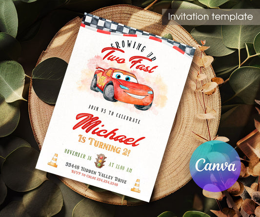 Cars Lightning McQueen customizable invitation template | Share or Print | boy | IP382