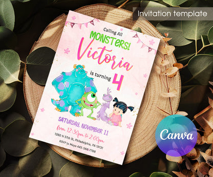 Monsters, Inc. customizable invitation template | Share or Print | WH471