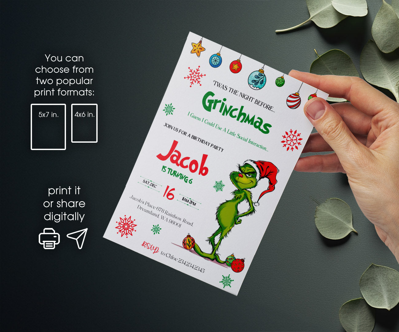 The Grinch  Merry Grinchmas customizable invitation template | Share or Print | PV868