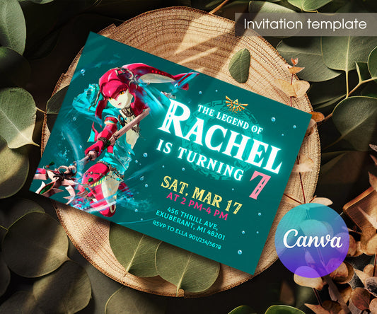 Legend of Zelda Gamer customizable invitation template | Share or Print | BN746