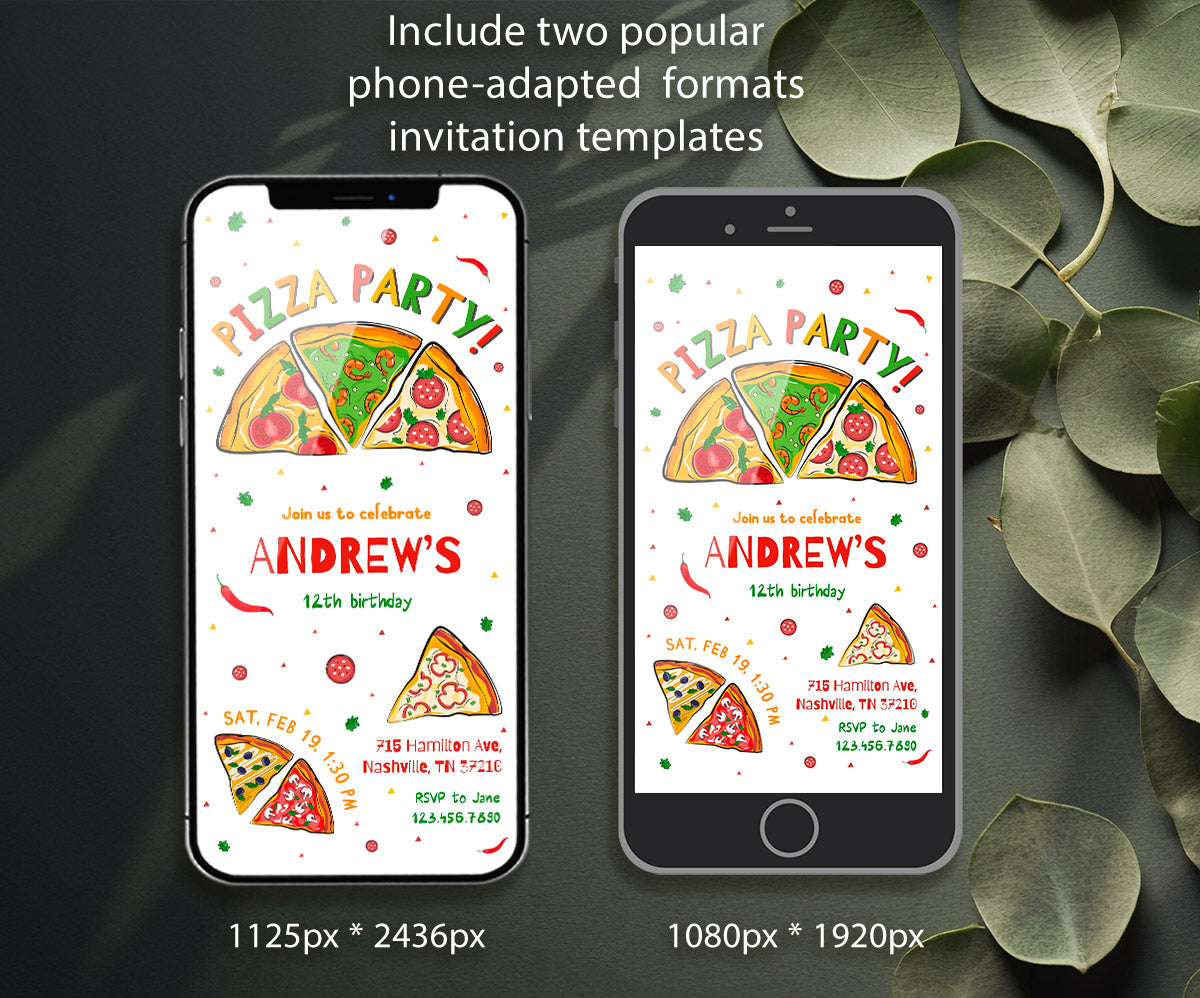 Pizza Party customizable invitation template | Share or Print | JR247