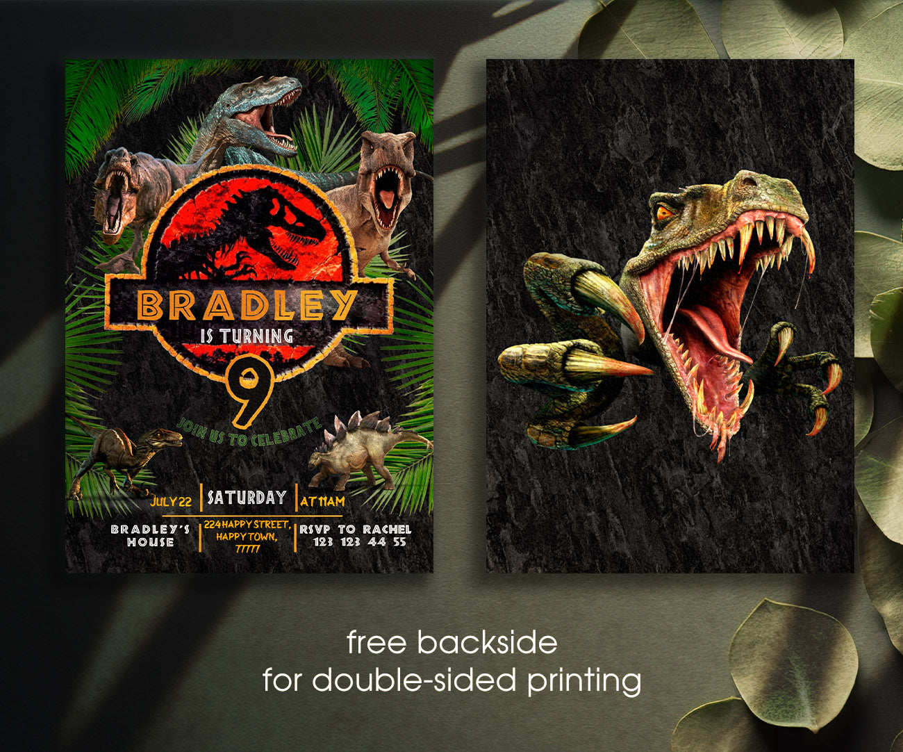 Jurassic Park Dinosaur customizable invitation template | Share or Print | FD058