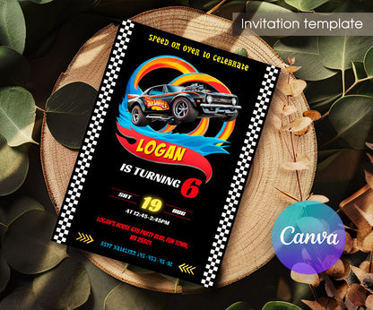 Hot Wheels Racing customizable invitation template | Share or Print | boy | DH780