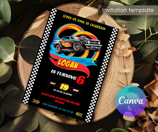 Hot Wheels Racing customizable invitation template | Share or Print | boy | DH780