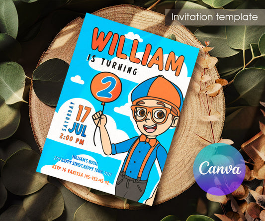 Blippi customizable invitation template | Share or Print | AO168