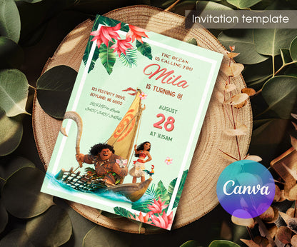 Moana Princess customizable invitation template | Share or Print | girl | SX857