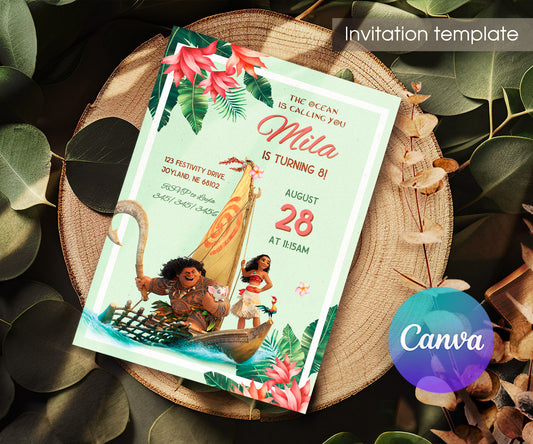 Moana Princess customizable invitation template | Share or Print | girl | SX857