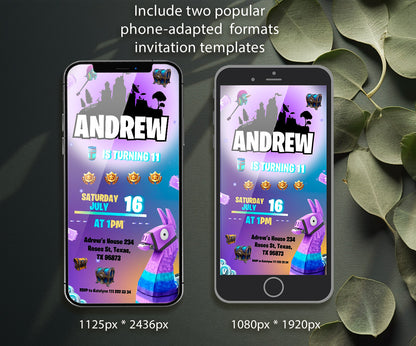 Fortnite Gamer customizable invitation template | Share or Print | boy | NW927