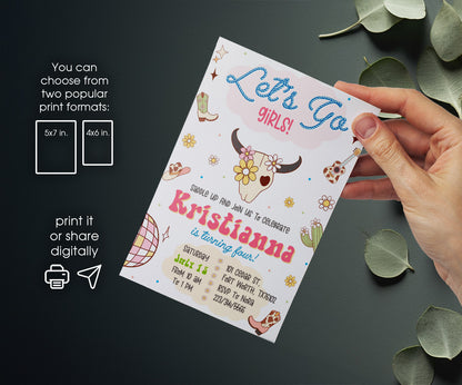 Cowgirl Pink Rodeo customizable invitation template | Share or Print | girl | RD669