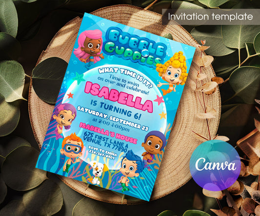 Bubble Guppies customizable invitation template | Share or Print | YQ562