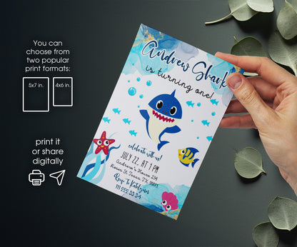 Baby Shark customizable invitation template | Share or Print | IM630