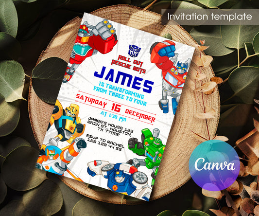 Transformers Rescue Bots customizable invitation template | Share or Print | boy | UL183