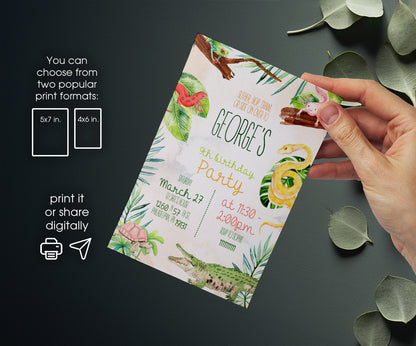 Reptile Lizard Snake customizable invitation template | Share or Print | UX208