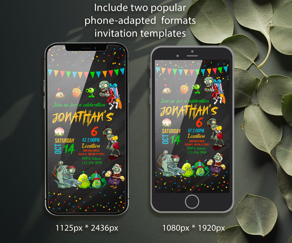 Plans vs Zombies Halloween customizable invitation template | Share or Print | MC004
