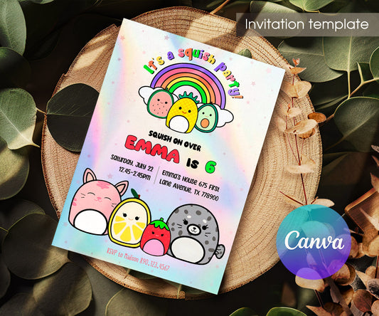 Squishmallows customizable invitation template | Share or Print | GN185