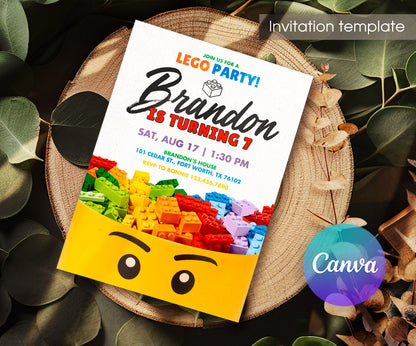 Lego customizable invitation template | Share or Print | FN800