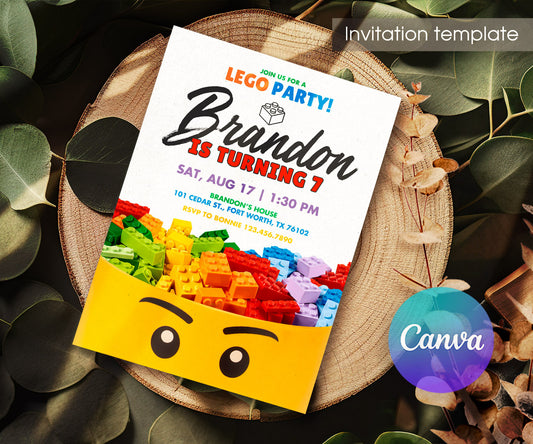 Lego customizable invitation template | Share or Print | FN800