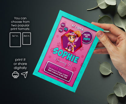 PAW Patrol customizable invitation template | Share or Print | DT764