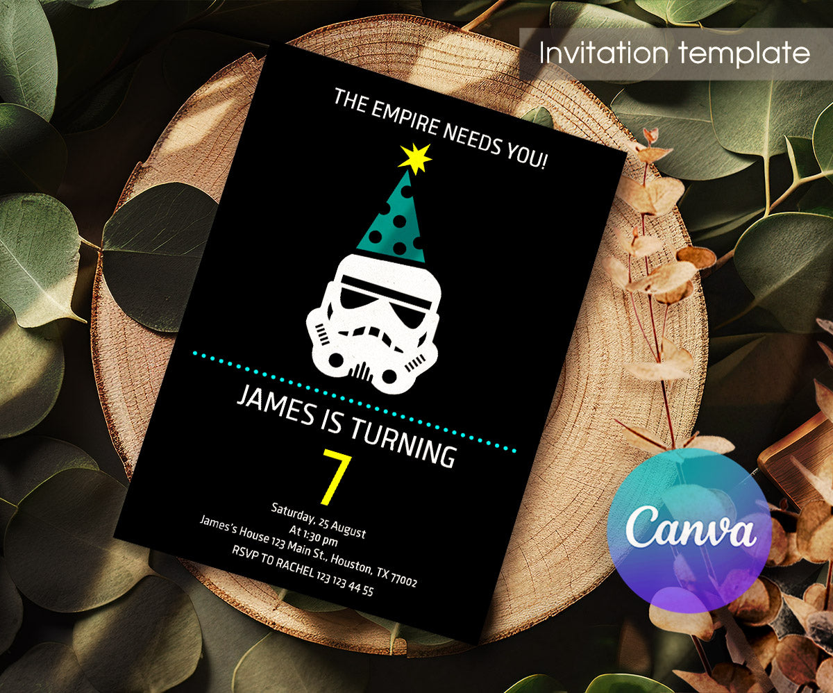 Star Wars Darth Vader customizable invitation template | Share or Print | boy | FD971