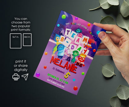 Inside Out 2 customizable invitation template | Share or Print | VV134