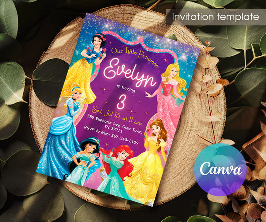 Disney Princess customizable invitation template | Share or Print | girl | LD913