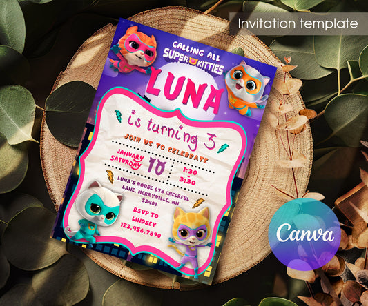 SuperKitties customizable invitation template | Share or Print | UV098