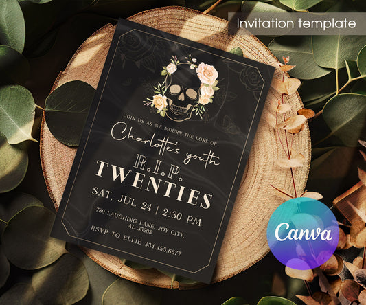 Rip Twenties Birthday customizable invitation template | Share or Print | LL655